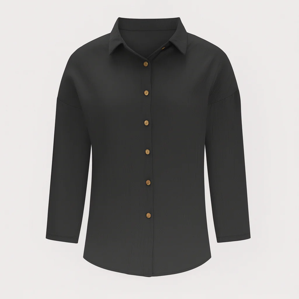 Chemise légère pour dames avec fermeture à boutons, idéale pour l'automne – Image 4