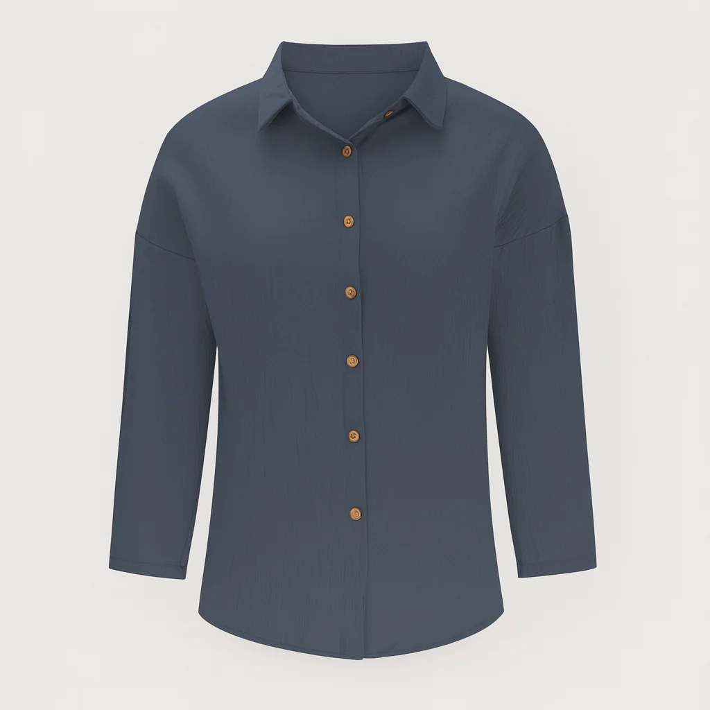 Chemise légère pour dames avec fermeture à boutons, idéale pour l'automne – Image 5