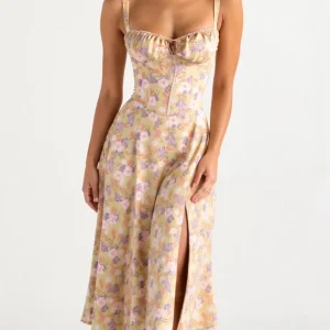 Robe midi corset pour femme avec jupe fluide