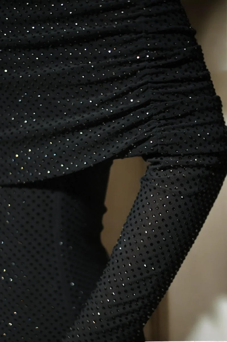 Robe longue de femme à épaules larges en polyester, idéale pour l'automne et festive pour le mariage – Image 5