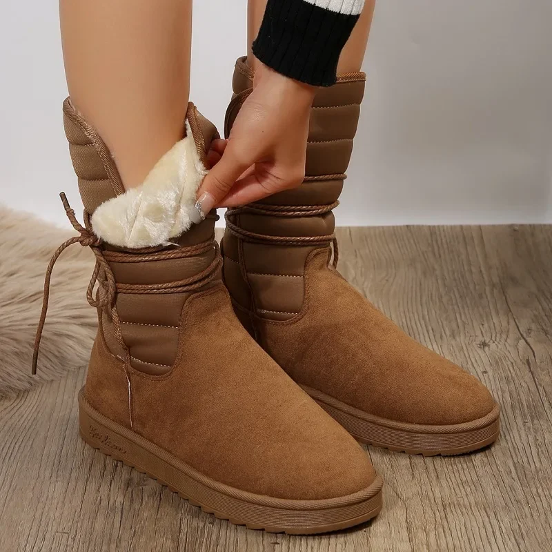 Bottes de neige pour femmes, semelle épaisse et doublure en polaire, tendance et confortable – Image 2
