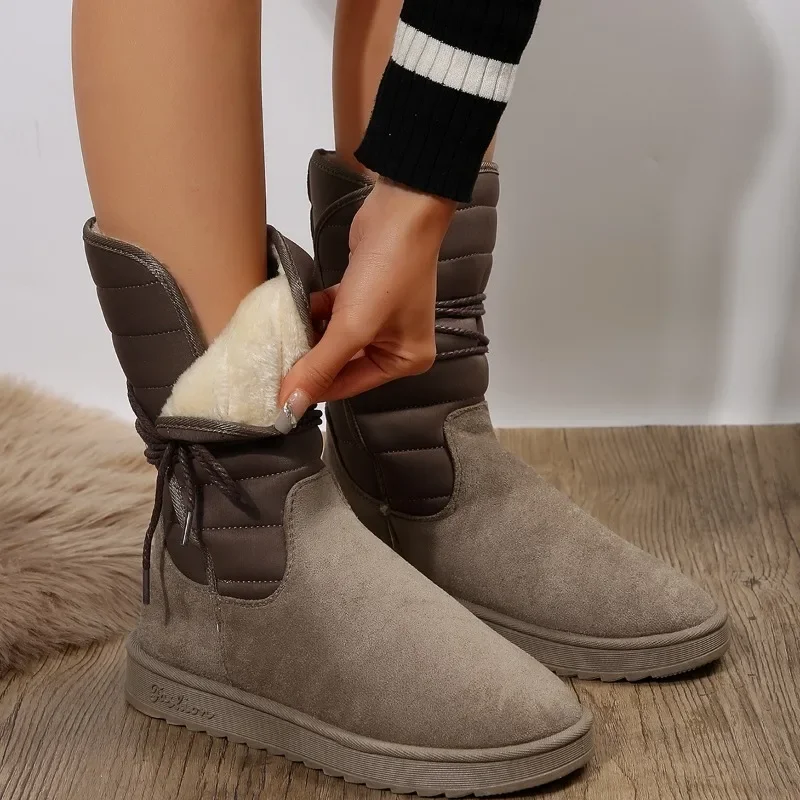 Bottes de neige pour femmes, semelle épaisse et doublure en polaire, tendance et confortable – Image 3