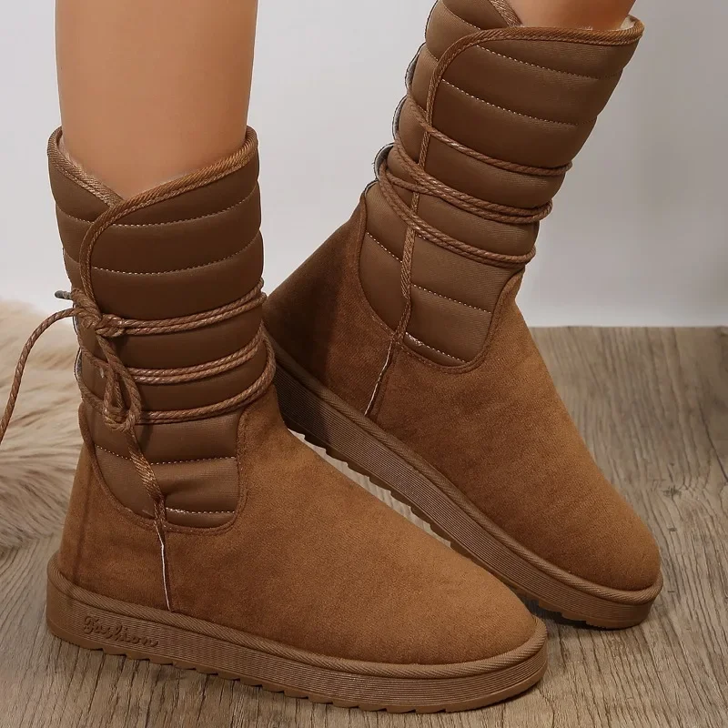 Bottes de neige pour femmes, semelle épaisse et doublure en polaire, tendance et confortable – Image 4