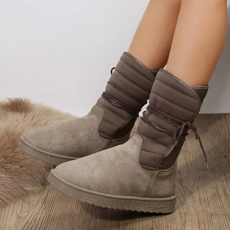Bottes de neige pour femmes, semelle épaisse et doublure en polaire, tendance et confortable – Image 7