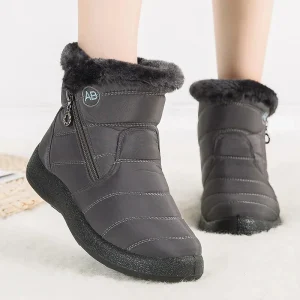 Bottines noires pour femmes, doublées en polaire, confortables et décontractées