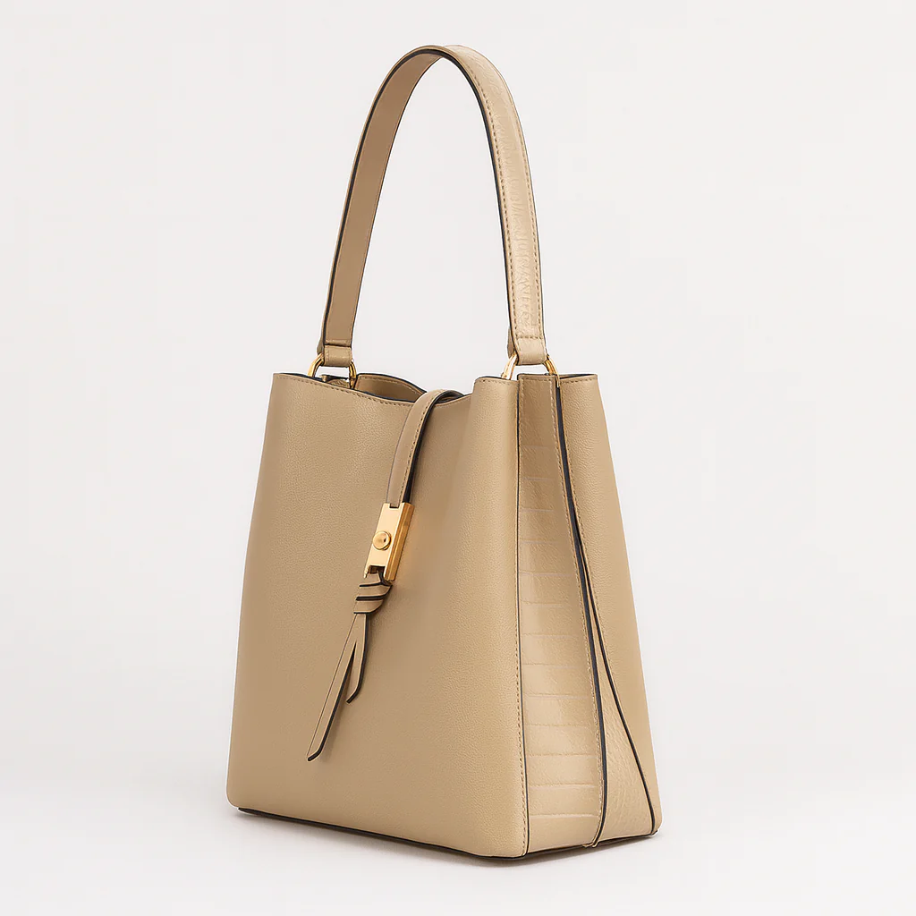 Femme - Sac à main hobo - Insertions en croco - Style chic – Image 4