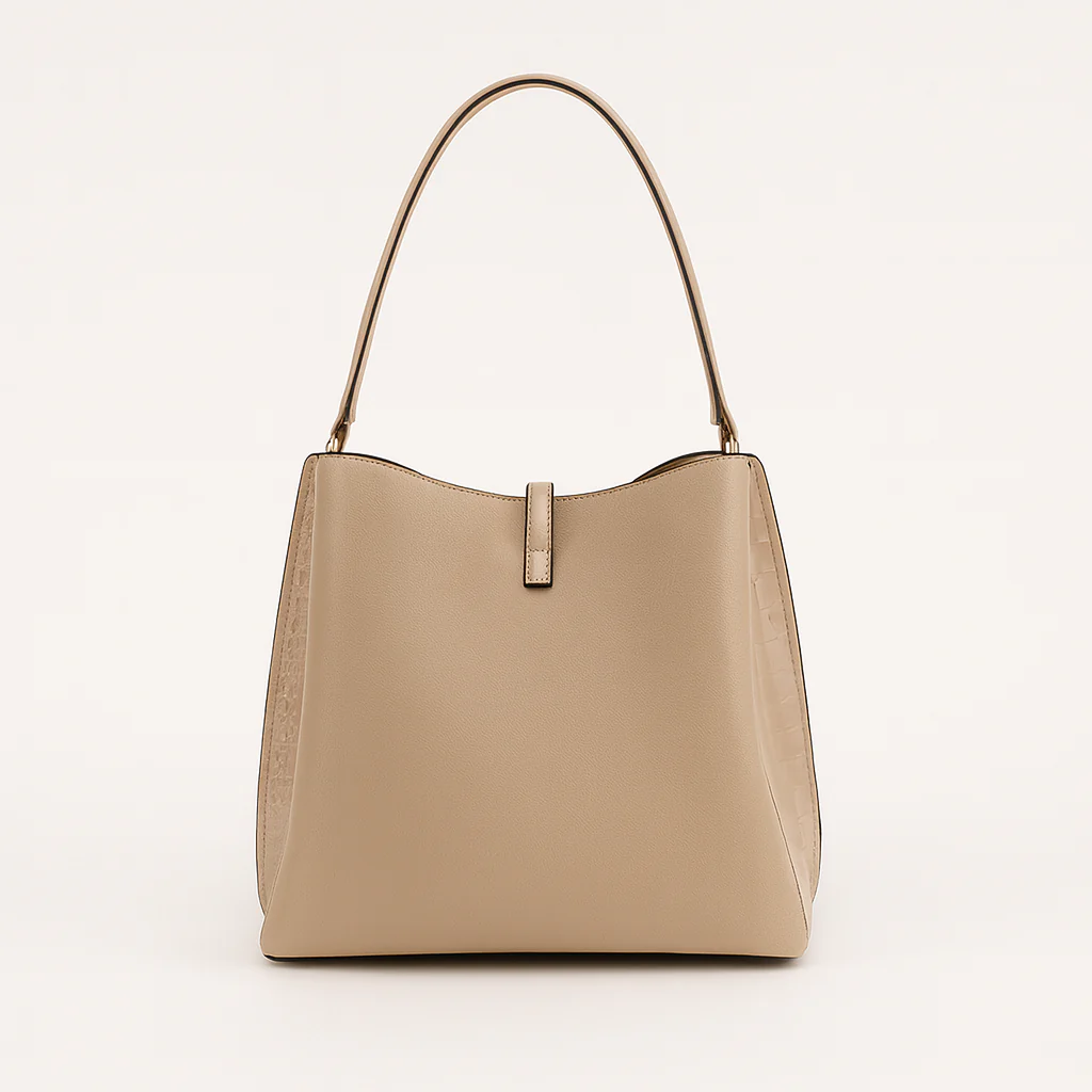 Femme - Sac à main hobo - Insertions en croco - Style chic – Image 3