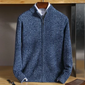 Cardigan zippé structuré en mérinos pour hommes - Édition automne