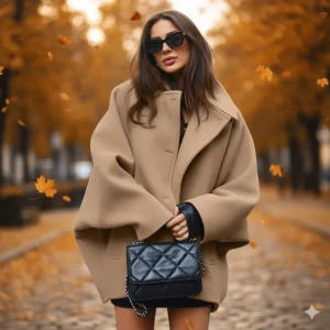 Manteau en laine pour femme avec boutons