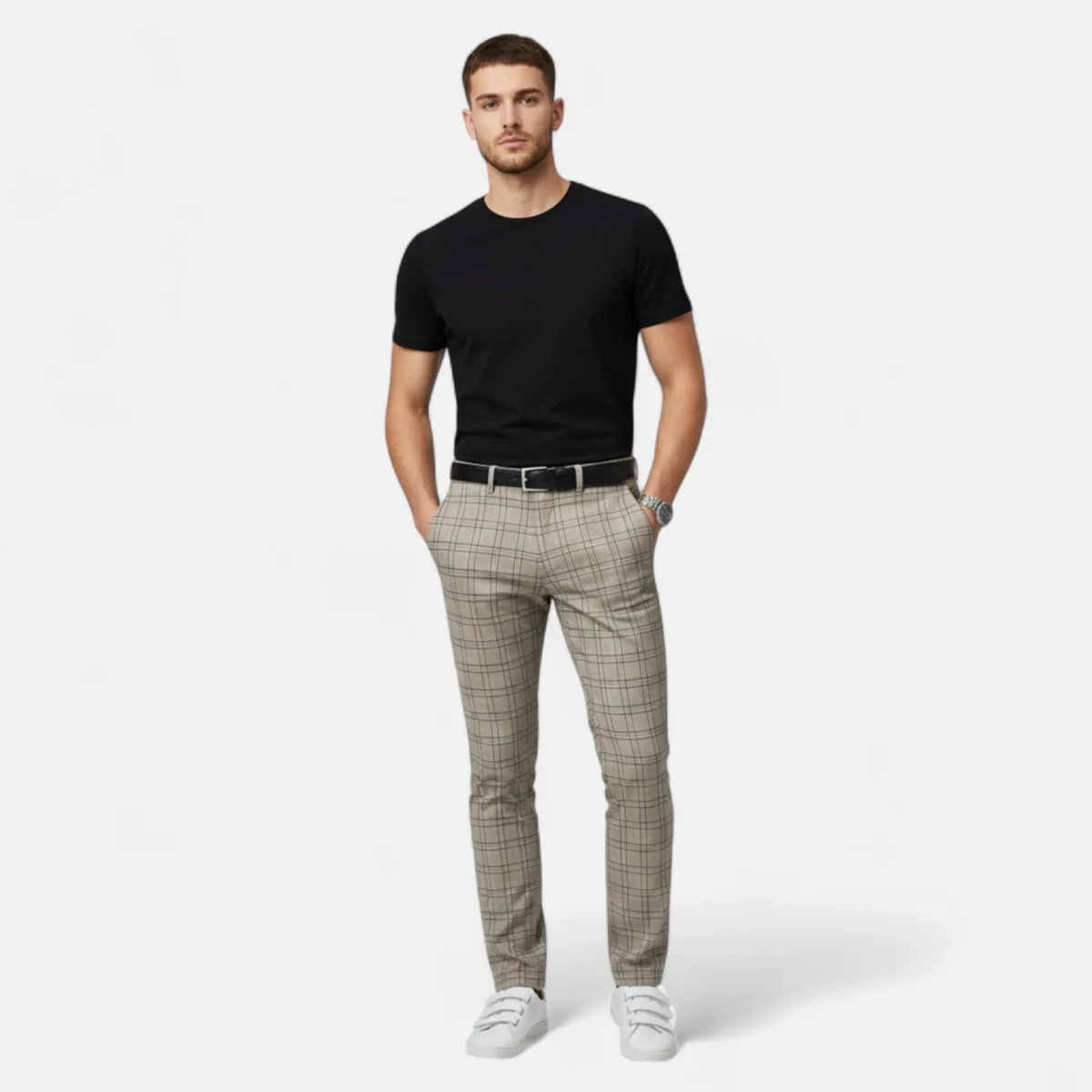 Pantalon à carreaux slim pour homme, longueur cheville – Image 8