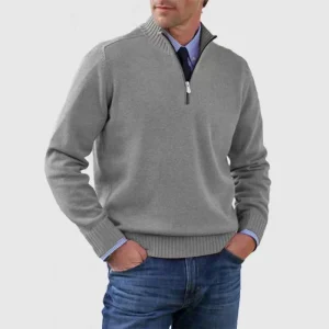 Pull semi-fermé avec fermeture éclair pour hommes
