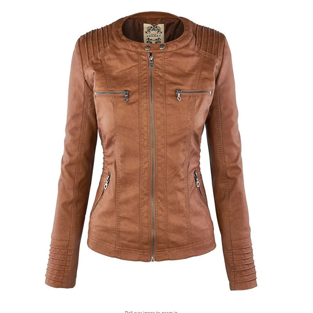 Veste en cuir à capuche pour femmes - Édition Automne – Image 6