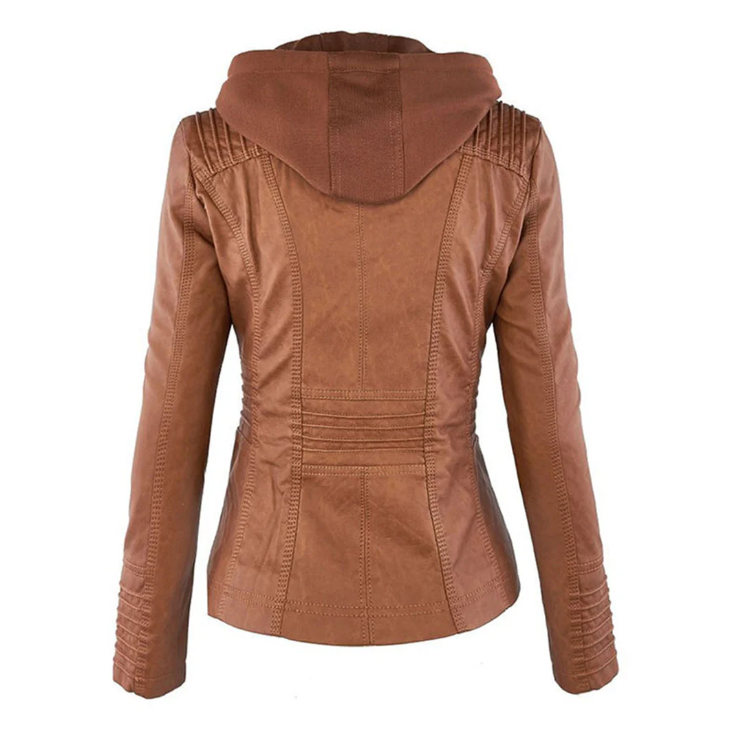 Veste en cuir à capuche pour femmes - Édition Automne – Image 7