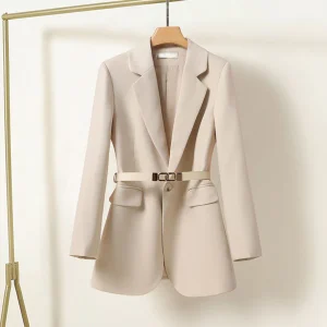 LISA - Blazer long soigné avec ceinture pour femme - Édition Automne