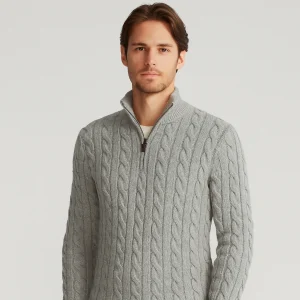 Pull de luxe pour homme à demi-zip et col montant