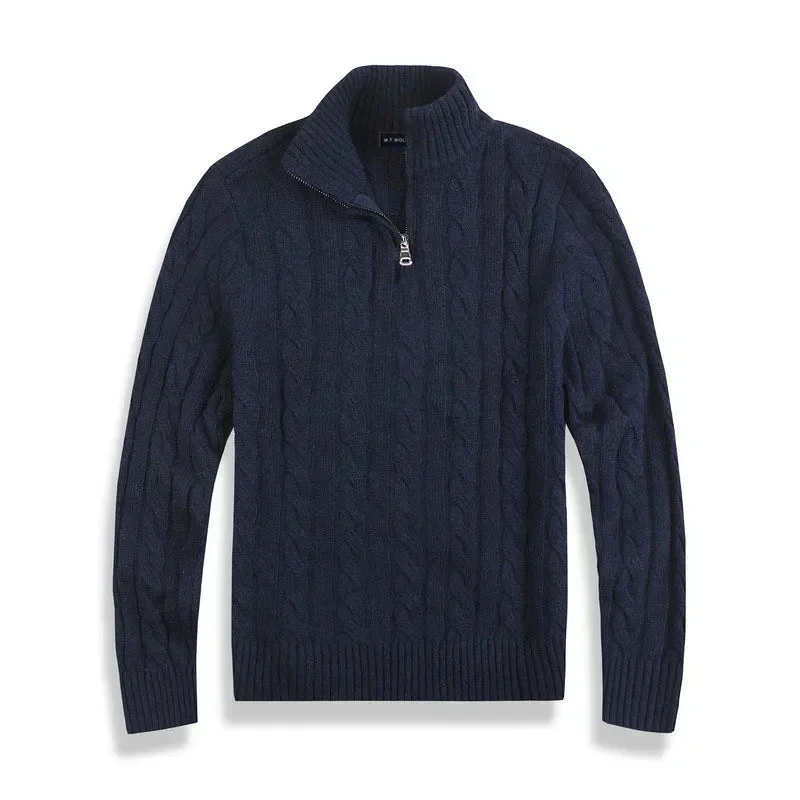 Pull de luxe pour homme à demi-zip et col montant – Image 9