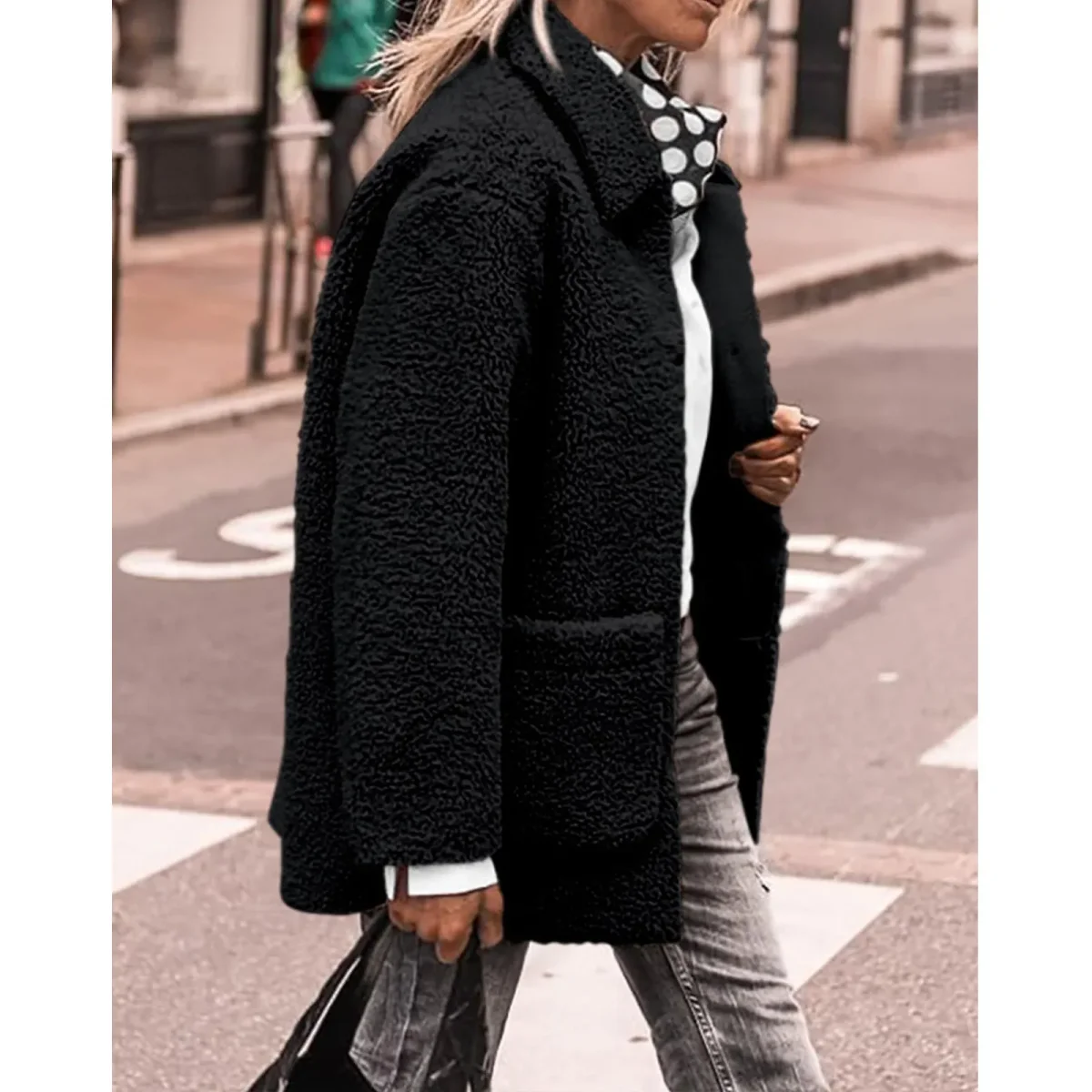 Manteau d'hiver chaud pour femmes avec patte de boutonnage et doublure douillette – Image 8