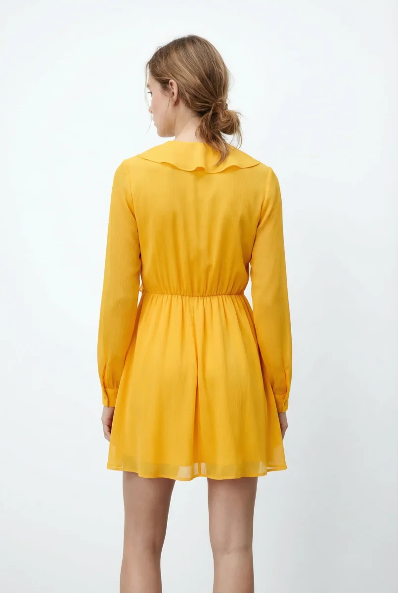 Mini Robe Courte Jaune à Volants - Élégance et Confort Pour Chaque Occasion – Image 5