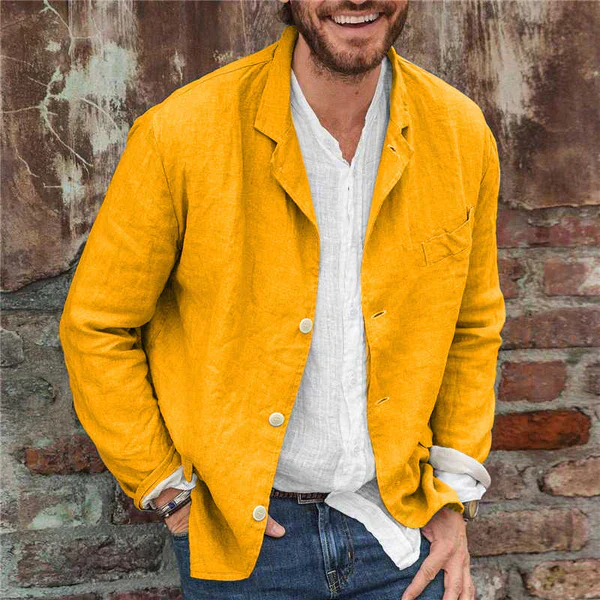 Veste légère en coton et lin pour hommes : Confort et style automnal – Image 7