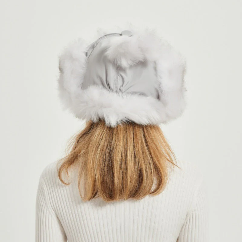 Bonnet d'hiver moelleux pour femmes avec oreilles d'animaux et design volumineux – Image 4
