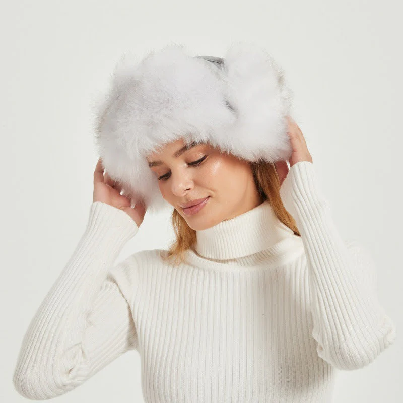 Bonnet d'hiver moelleux pour femmes avec oreilles d'animaux et design volumineux – Image 3
