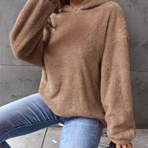 Sweat à capuche femme - Pull polaire - Modèle court - Coupe décontractée - Manches longues