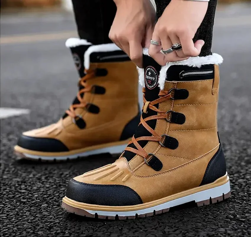 Bottes d'hiver pour hommes - Chaussures de neige doublées et chaudes avec semelle antidérapante – Image 2