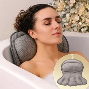 Oreiller de bain de luxe LuxieSpa 4D - Oreiller respirant avec soutien de la nuque et du dos pour un bain relaxant