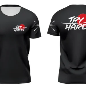 Rashguard Try Hard Manga Corta- Negro