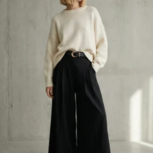 Pantalon fluide taille haute femme – coupe large élégante