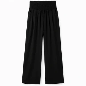 Pantalon large été femme tissu léger taille élastique coupe fluide