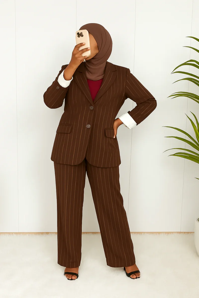Tailleur femme rayé – Ensemble pantalon & veste élégant – Image 3