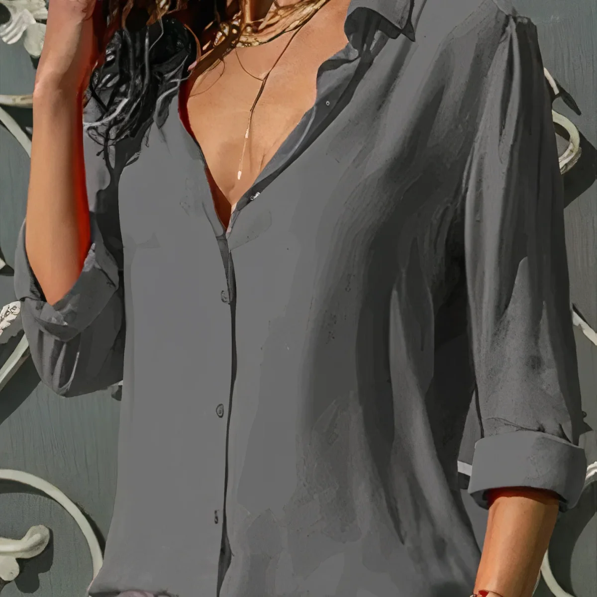 Cato | Blouse élégante en mousseline de soie pour femmes - Collection Automne – Image 8