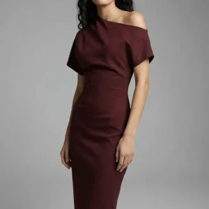 Robe Asymétrique Chic Bordeaux
