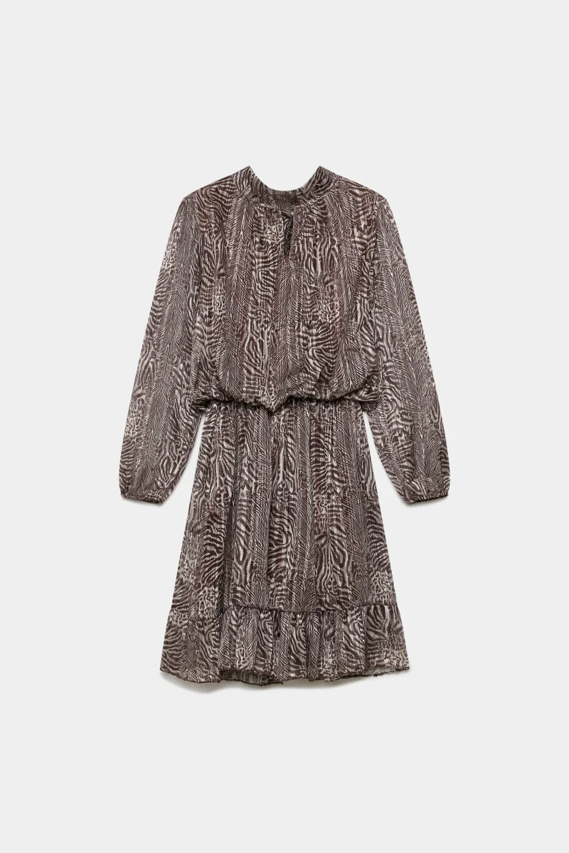 Robe courte fluide animal print – Manches longues – Taille élastique – Image 7