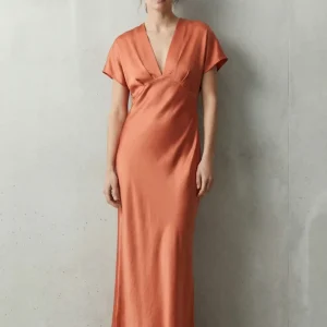 Robe satinée orange cuivré