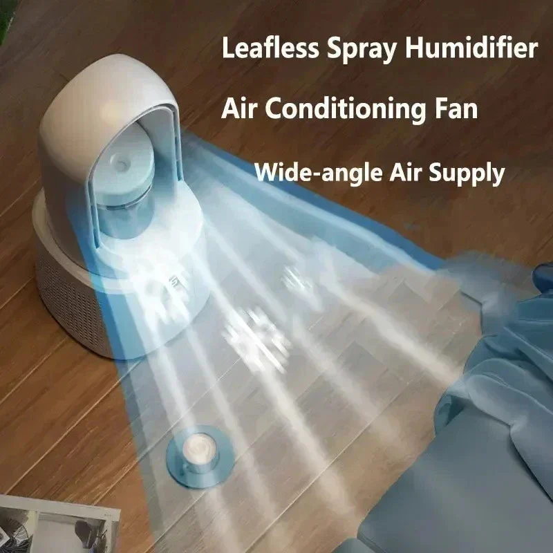 Ventilateur de chambre à coucher sans feuilles avec refroidissement par pulvérisation & veilleuse - Mini-refroidisseur d'air silencieux pour un meilleur sommeil en été – Image 6