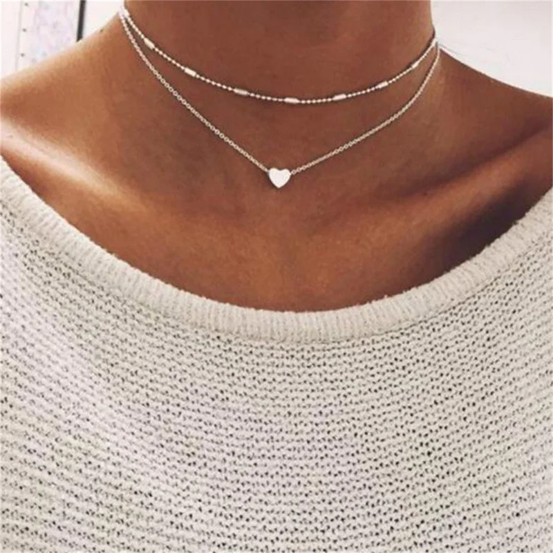Lily | Collier 3 couches or et argent avec pendentif coeur ou croix – Image 9