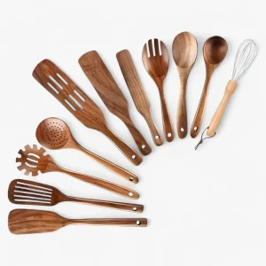 Set d'ustensiles de cuisine EcoWood en bois avec 11 pièces