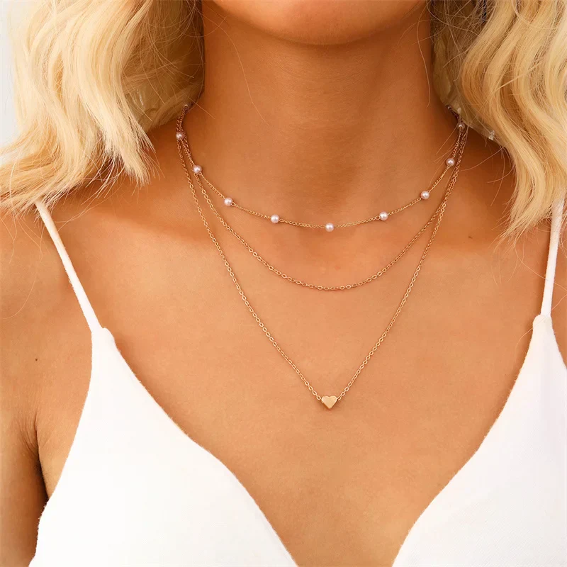 Lily | Collier 3 couches or et argent avec pendentif coeur ou croix – Image 3