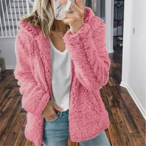 Manteau en peluche avec capuche pour dames - Édition Automne
