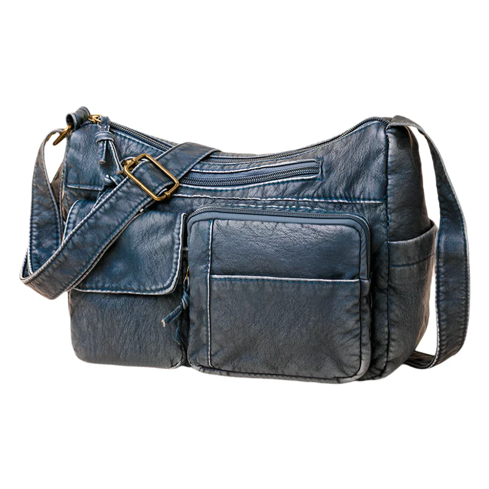 Femme - Sac à bandoulière - Cuir vintage multi-poches – Image 3