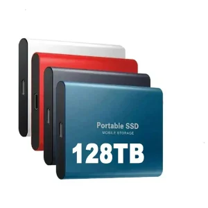 SSD externe 128 To | USB 3.1 et USB-C haute vitesse | Technologie NVMe M.2 | Boîtier en alliage d'aluminium antichoc | Plug & Play pour PC, Mac et appareils mobiles