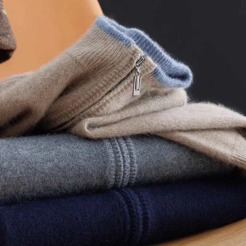 FrenchMerino - Gilet en laine pour homme avec fermeture éclair, spécial automne – Image 4