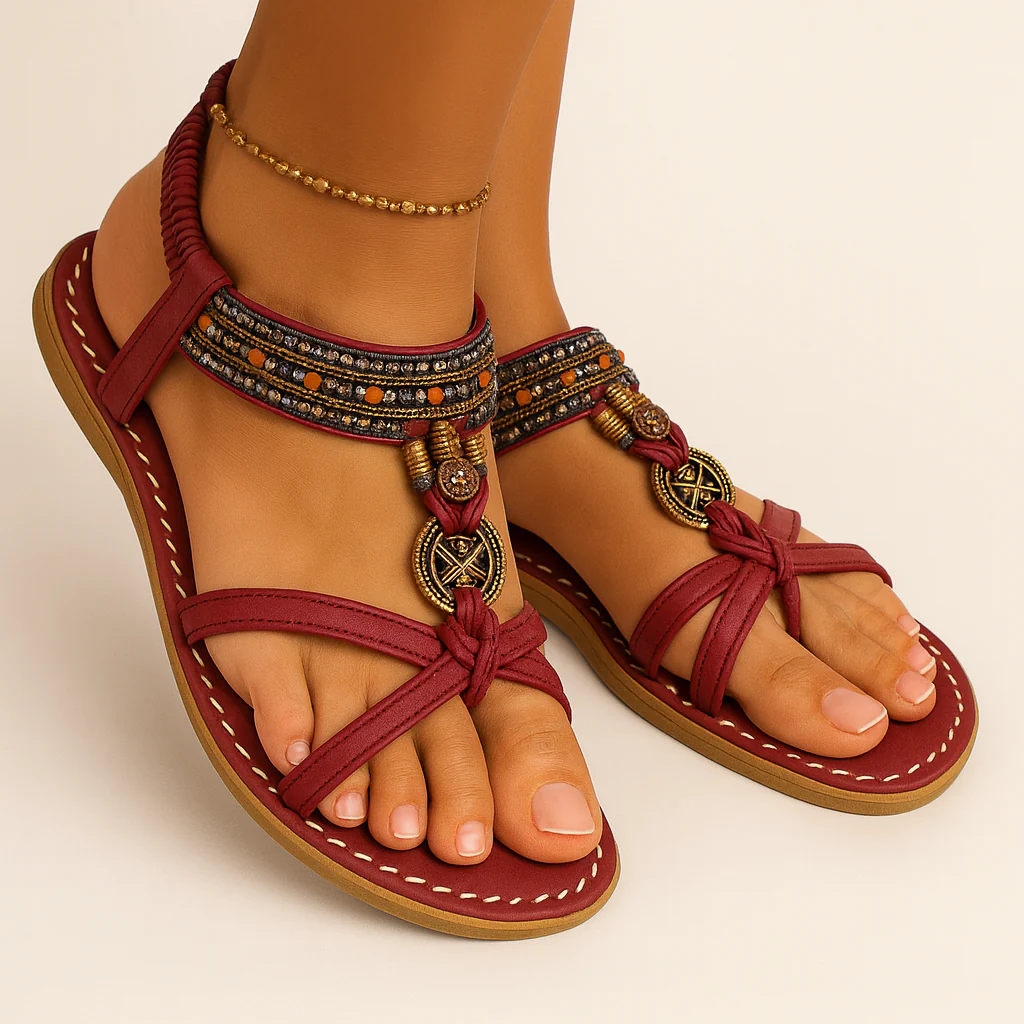Sandales d'été boho pour femmes, avec lanières perlées et bride à talon – Image 8