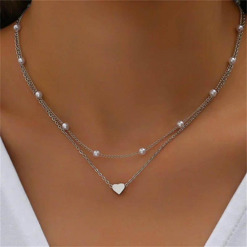 Lily | Collier 3 couches or et argent avec pendentif coeur ou croix – Image 7