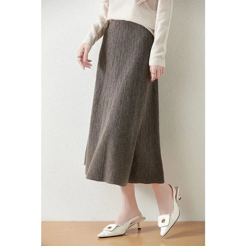 Jupe midi trapèze en laine mérinos – Tricot doux, chaud et élégant – Image 5