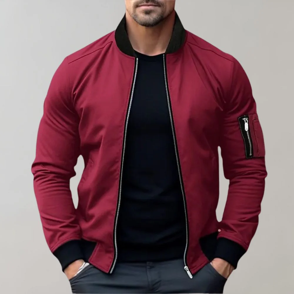Blouson aviateur zippé pour homme, coupe ajustée, avec poches – Image 6