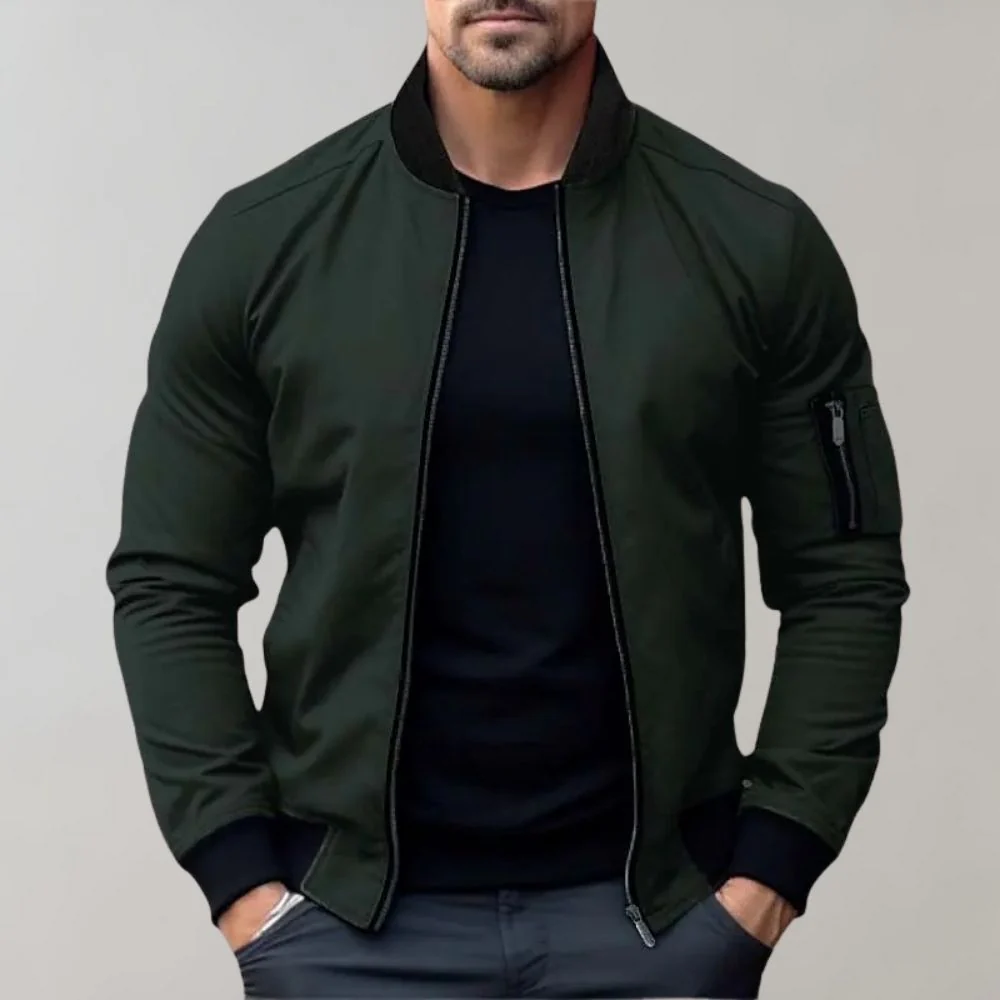 Blouson aviateur zippé pour homme, coupe ajustée, avec poches – Image 5