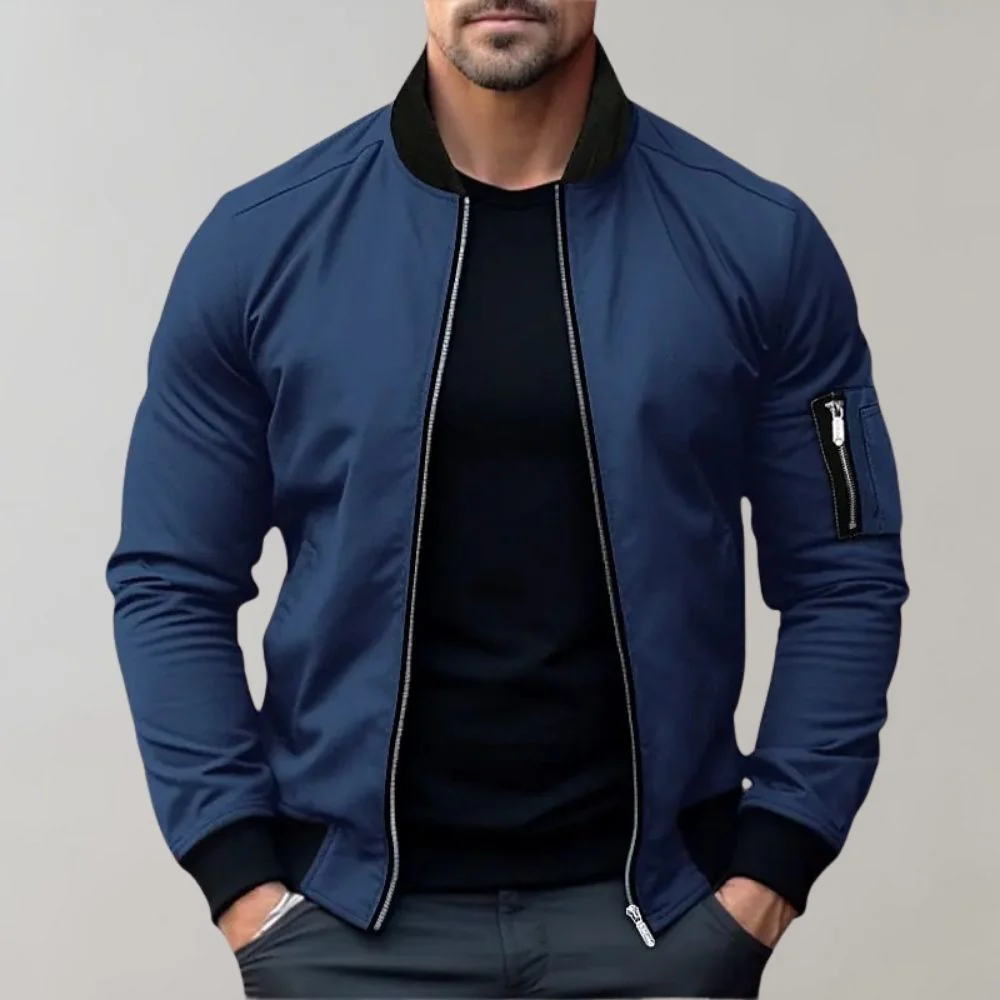 Blouson aviateur zippé pour homme, coupe ajustée, avec poches – Image 2
